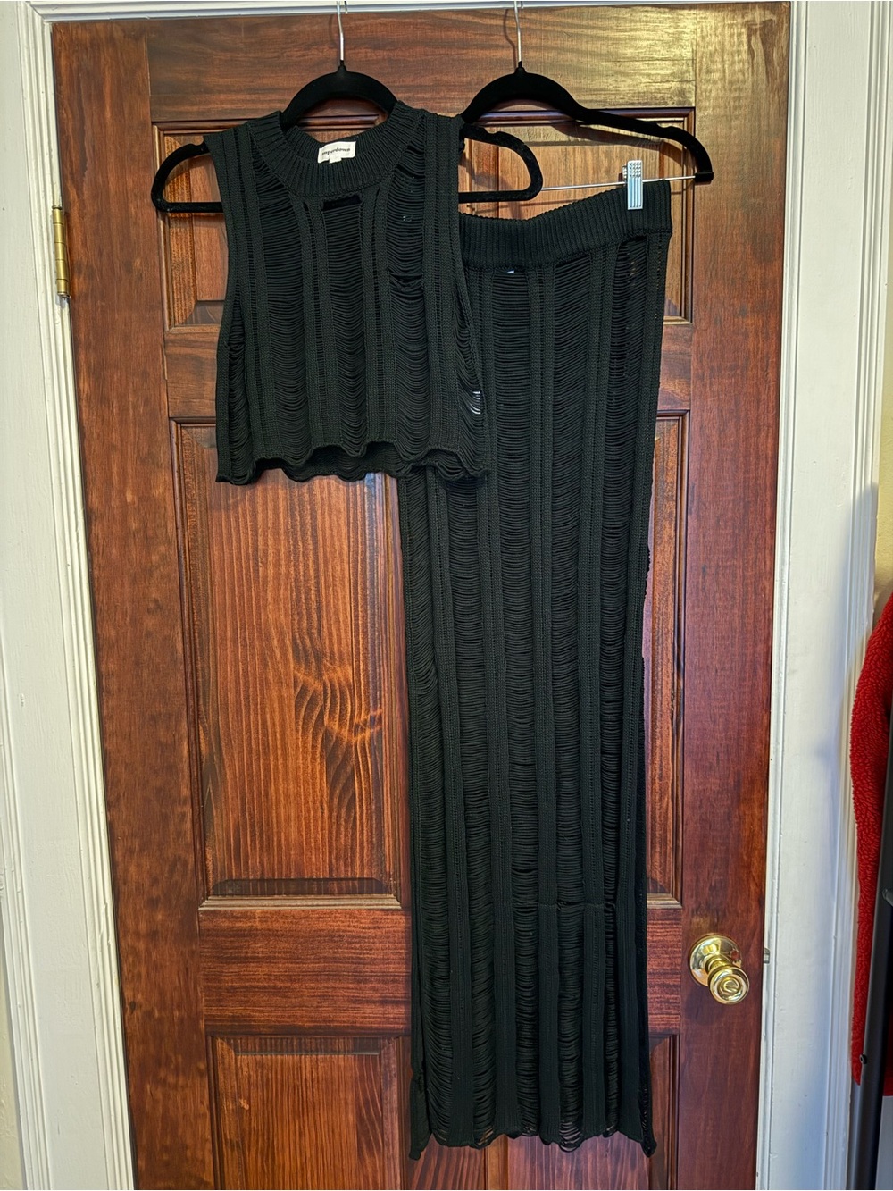 superdown Black Ribbed Knit Maxi Skirt and Top